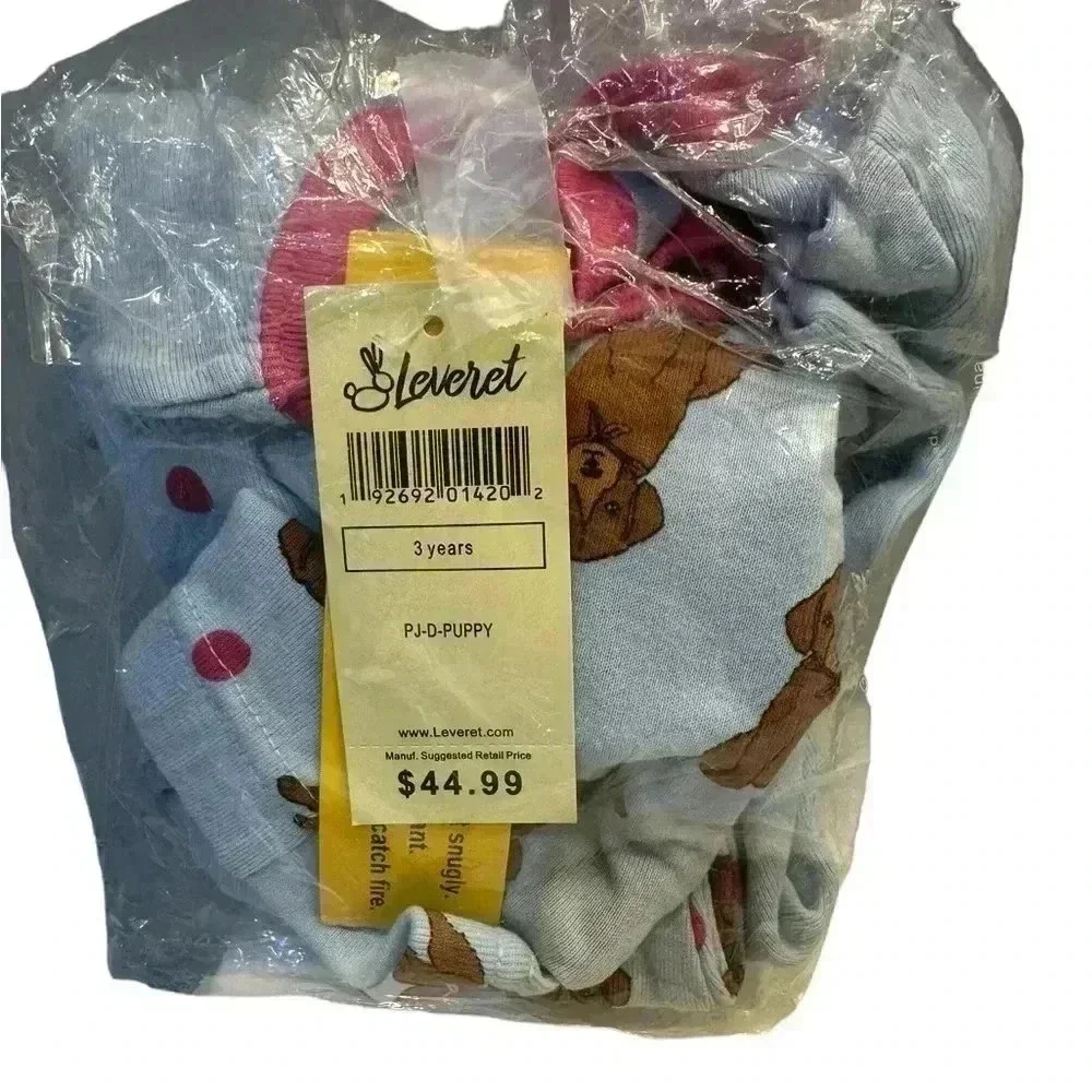 Leveret Puppy Pajamas Blue and Pink Size 3 years